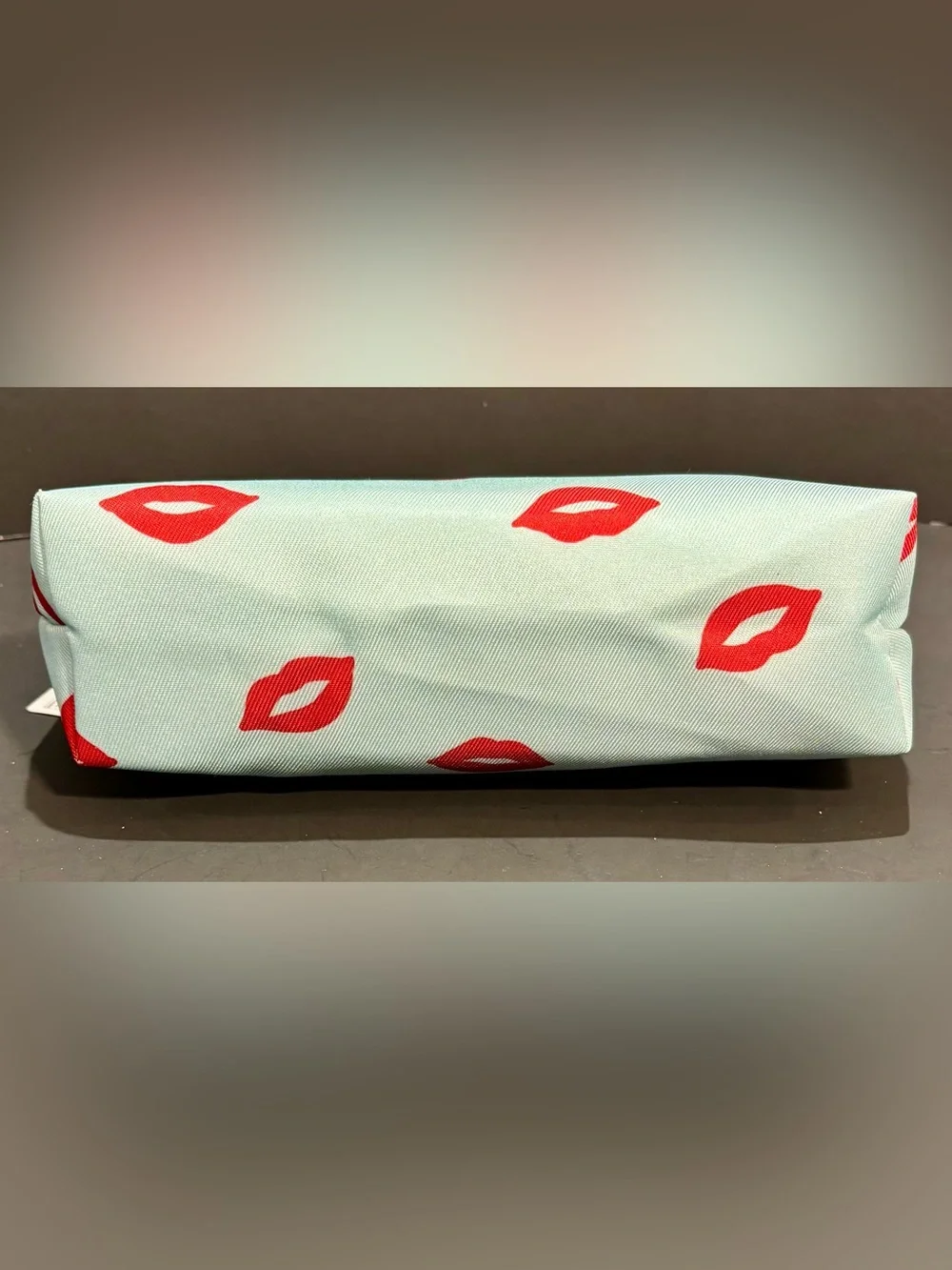 Clinique x kate spade Mint Cosmetic Pouch with Red Lip Print